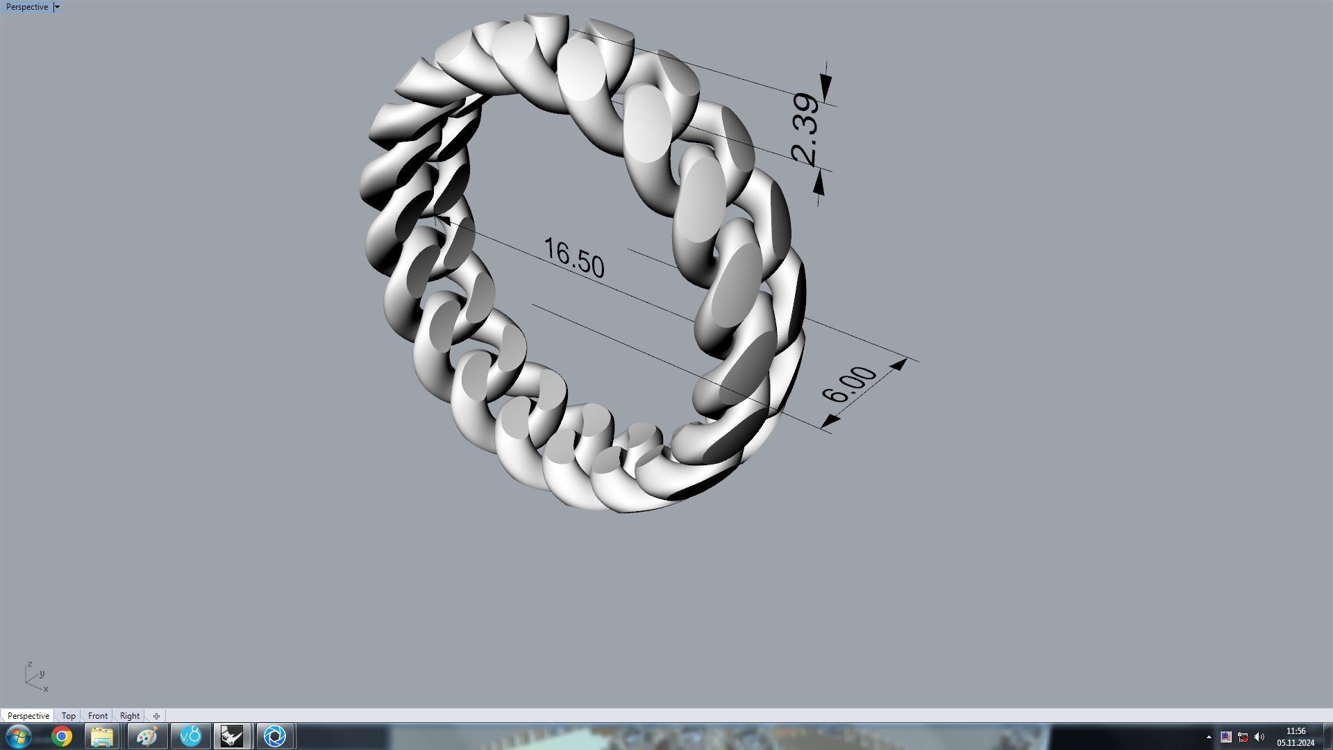 Miami Cuban Link Chain Simple Ring 16 5mm 3D print model_9