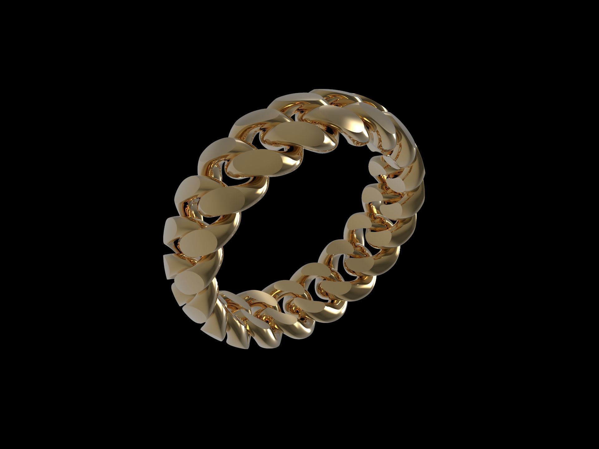 Miami Cuban Link Chain Simple Ring 16 5mm 3D print model_1