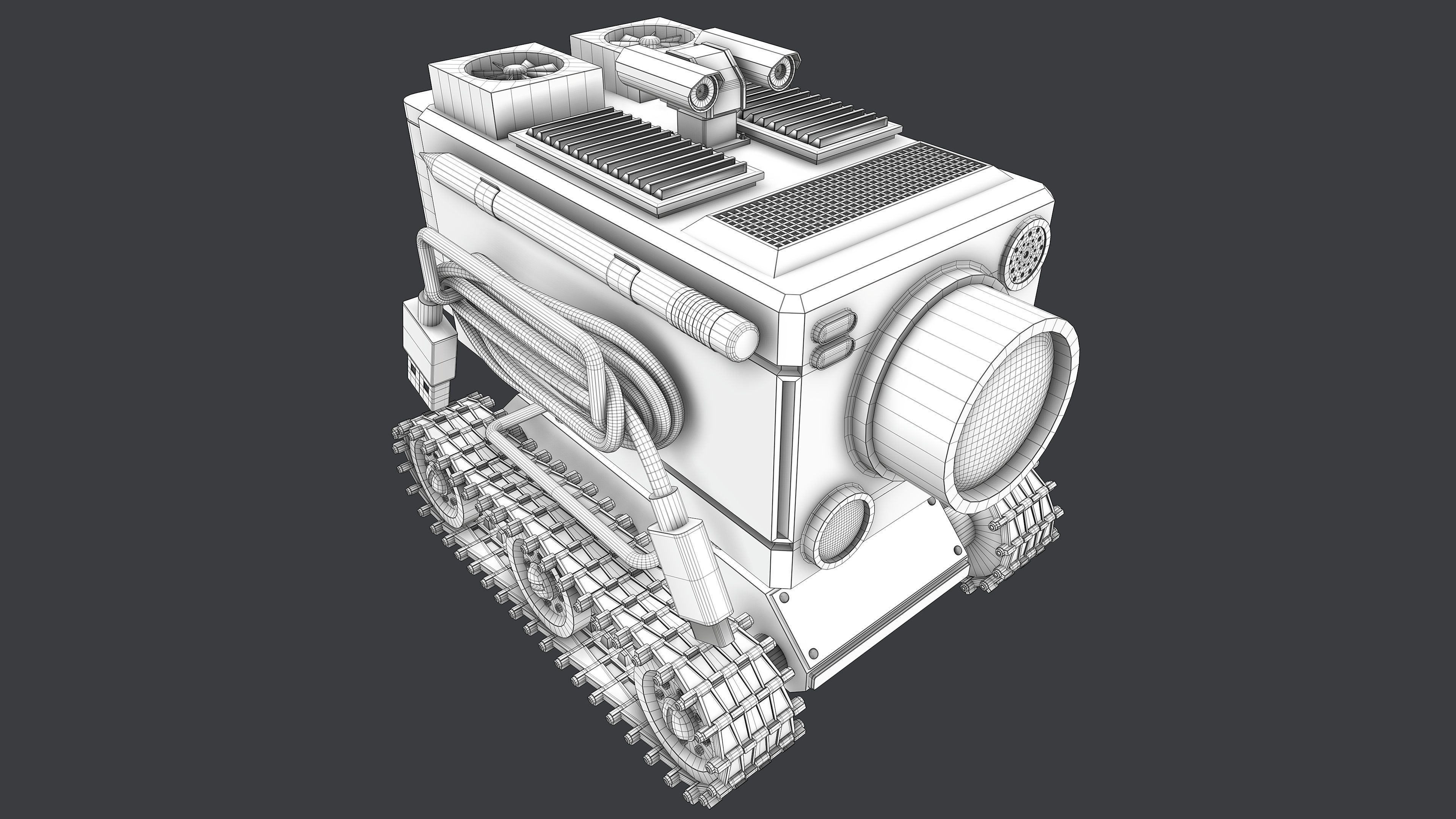 Camera Tank Low-poly 3D model_10
