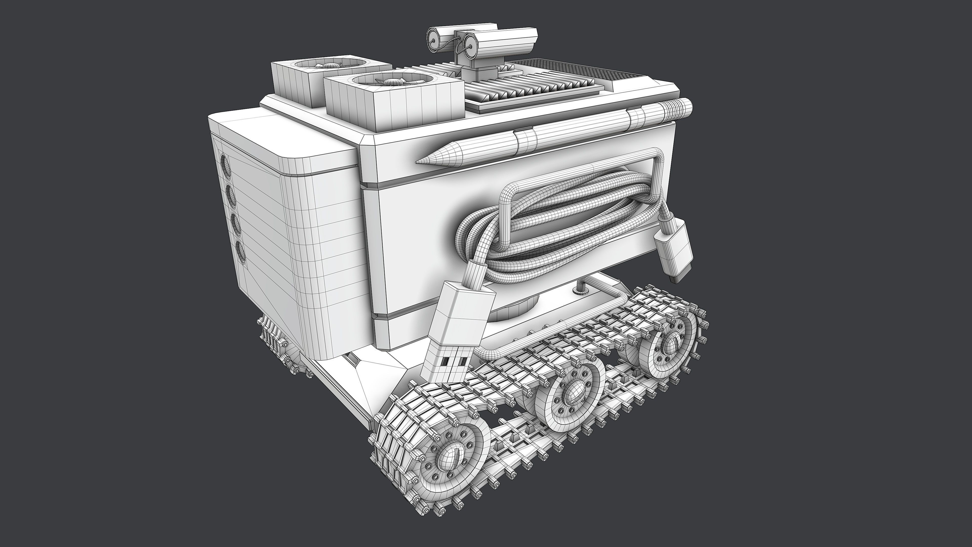 Camera Tank Low-poly 3D model_9
