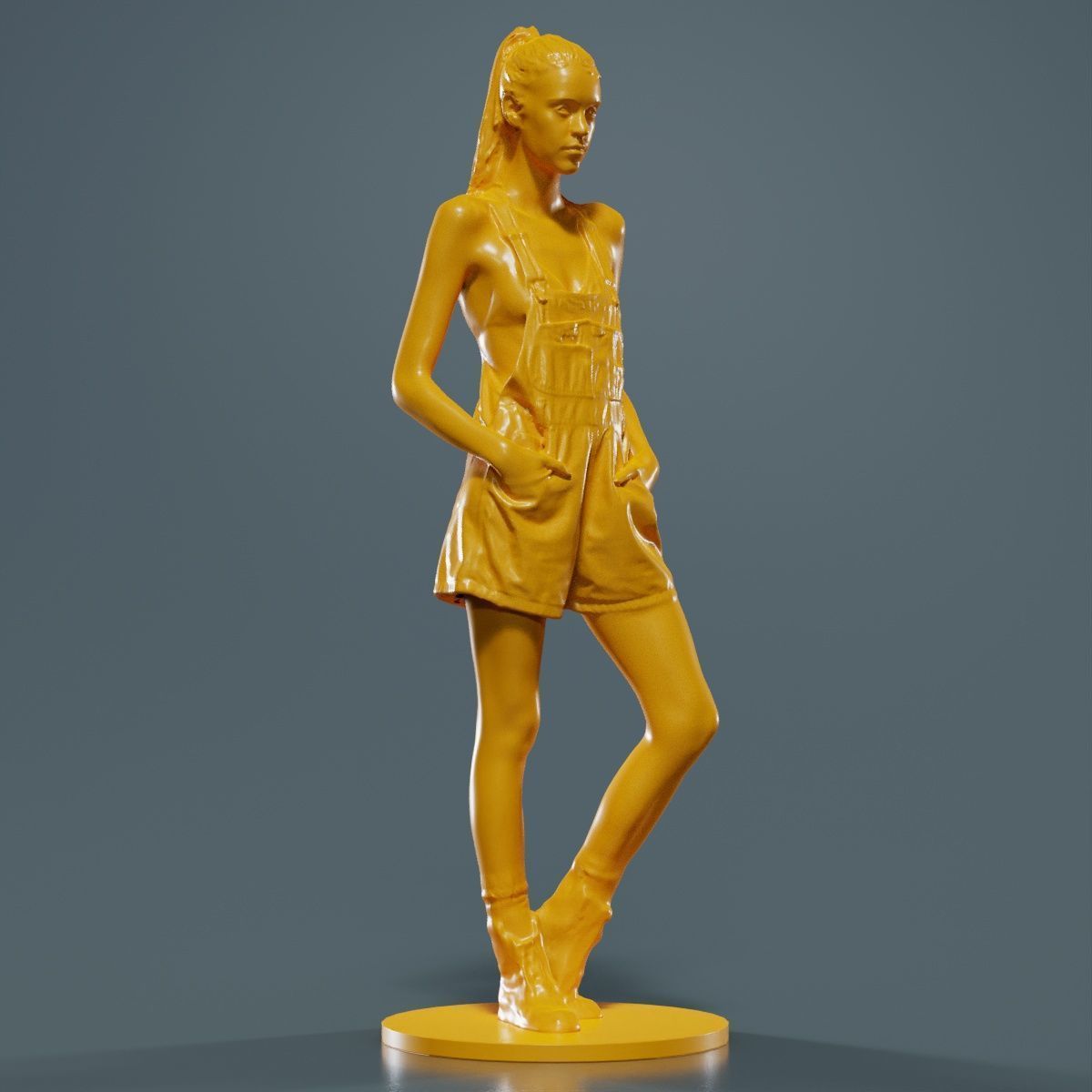 Woman Wearing Salopet 2 3D print model_10