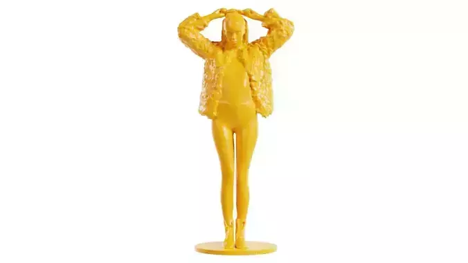 Woman Wearing Fluffy Jacket 2 3D print model