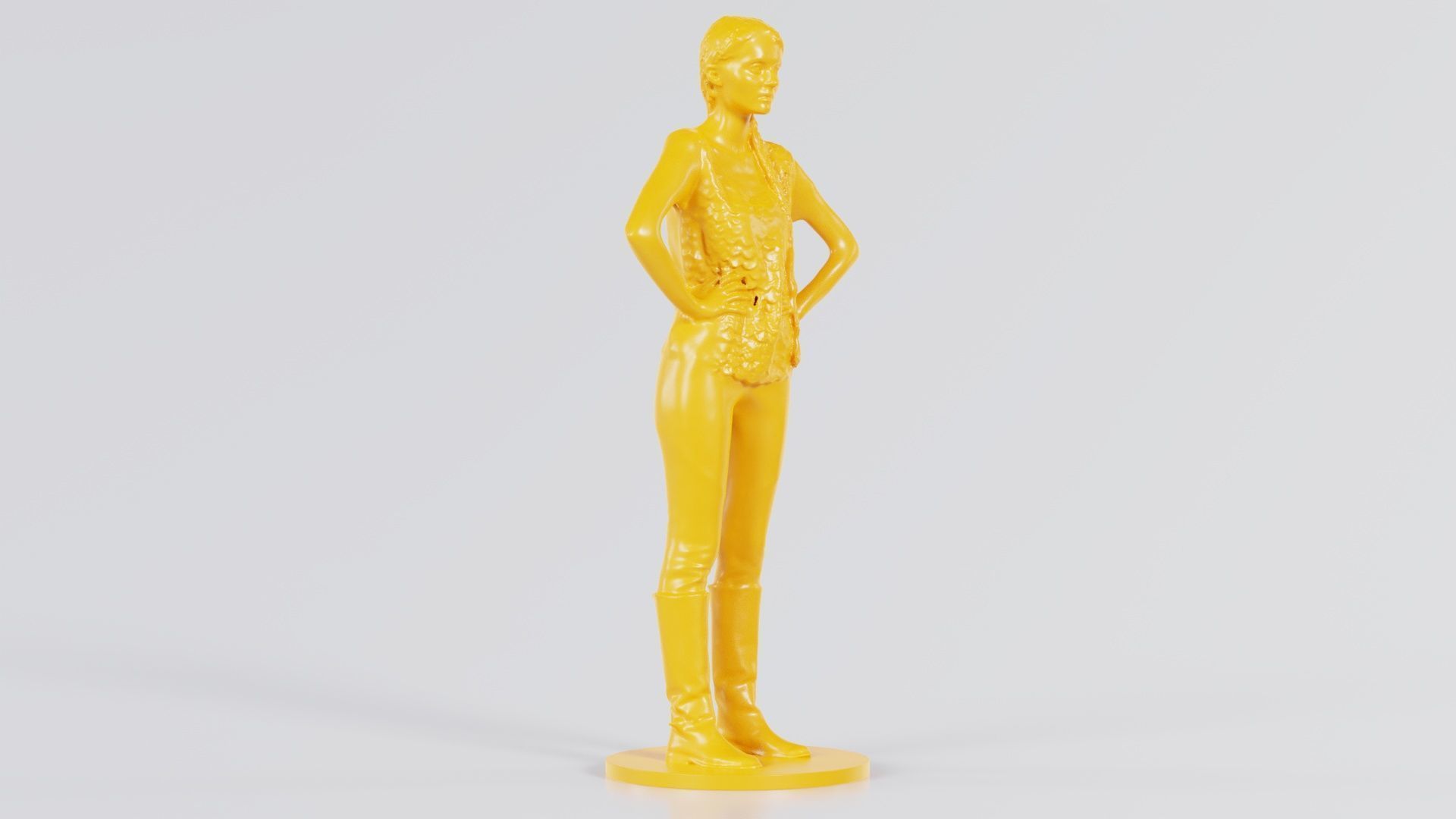 Long Braid Woman in Boots Hands in Sides 3D print model_3