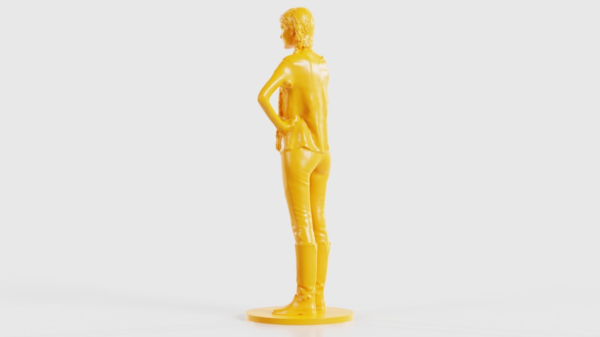 Long Braid Woman in Boots Hands in Sides 3D print model_25