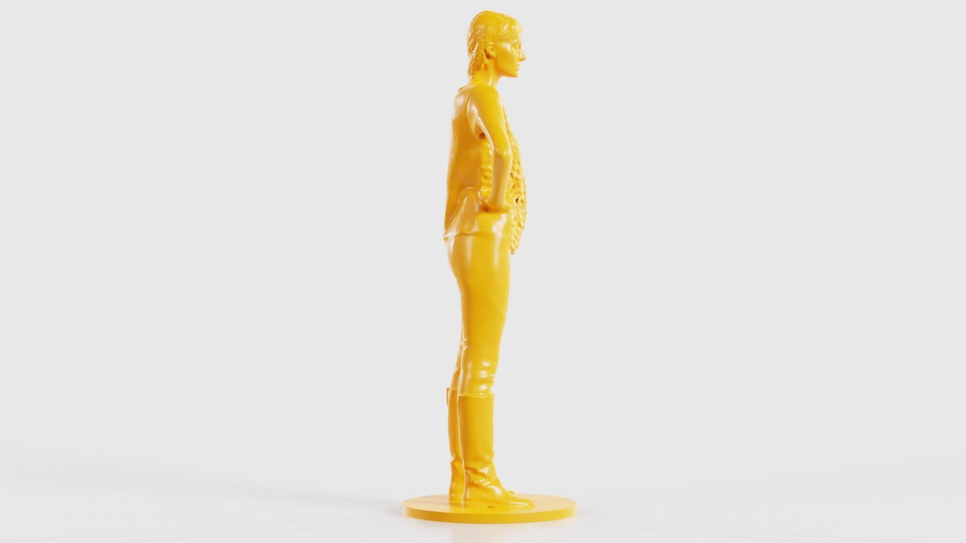 Long Braid Woman in Boots Hands in Sides 3D print model_20