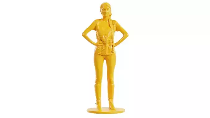 Long Braid Woman in Boots Hands in Sides