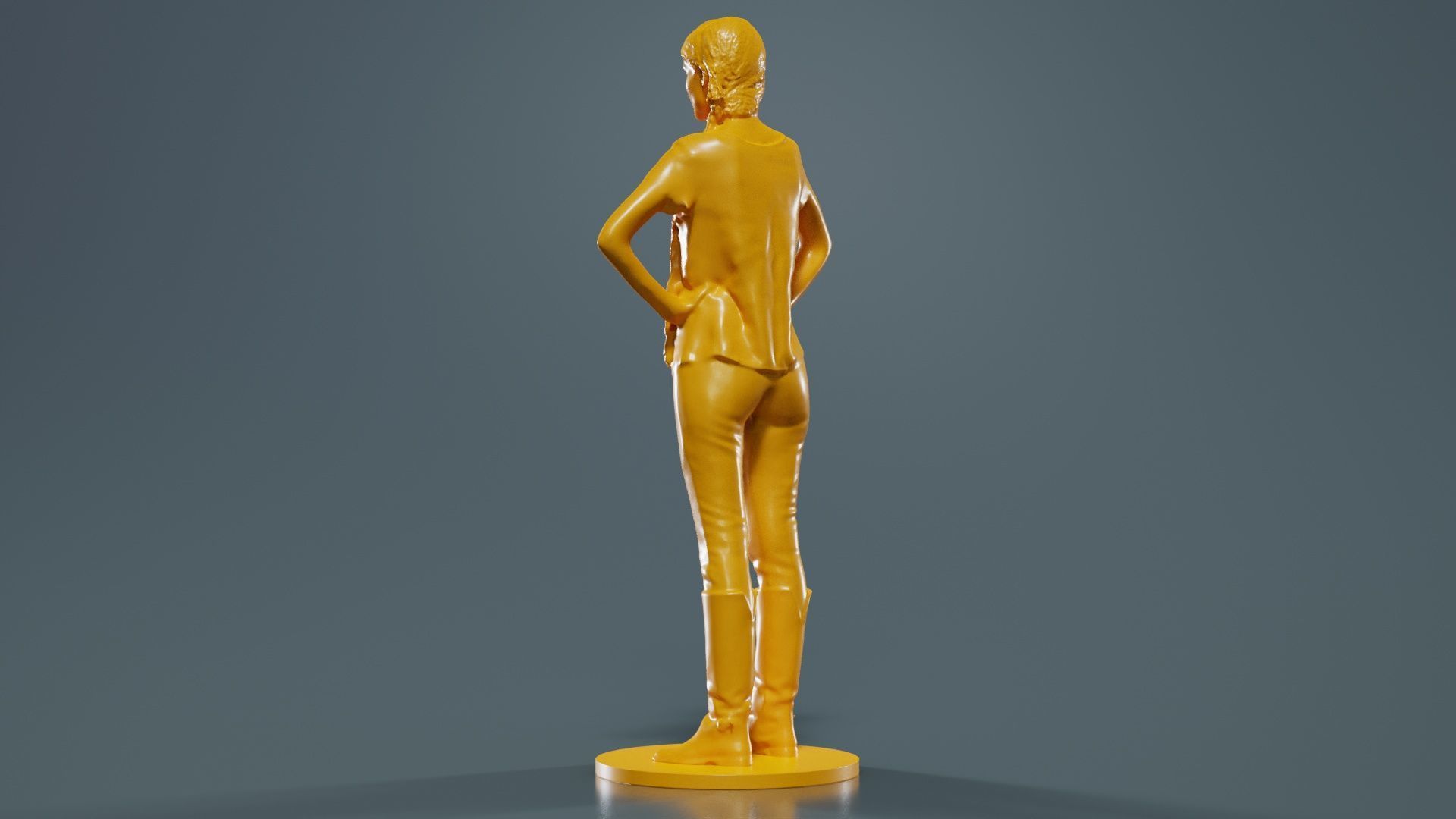 Long Braid Woman in Boots Hands in Sides 3D print model_7