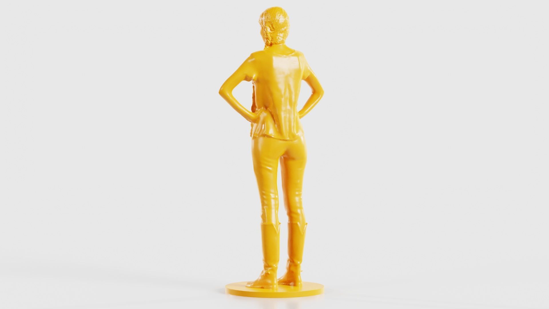 Long Braid Woman in Boots Hands in Sides 3D print model_24