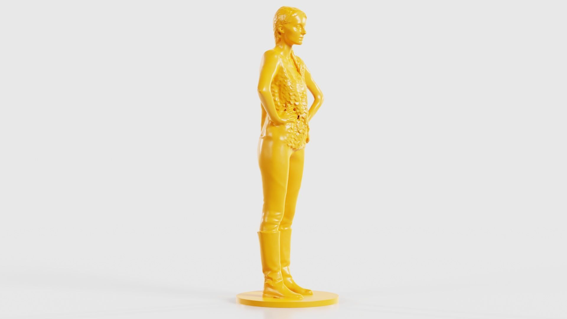 Long Braid Woman in Boots Hands in Sides 3D print model_19