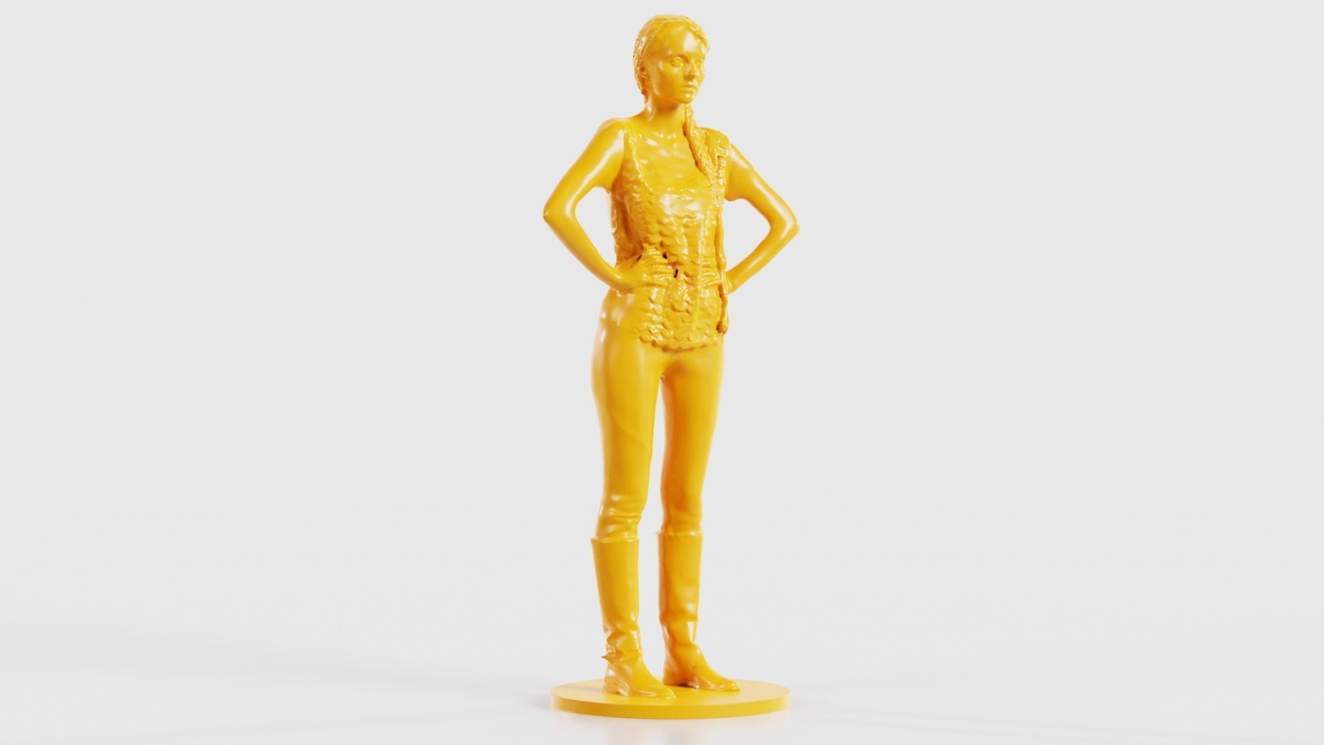 Long Braid Woman in Boots Hands in Sides 3D print model_18