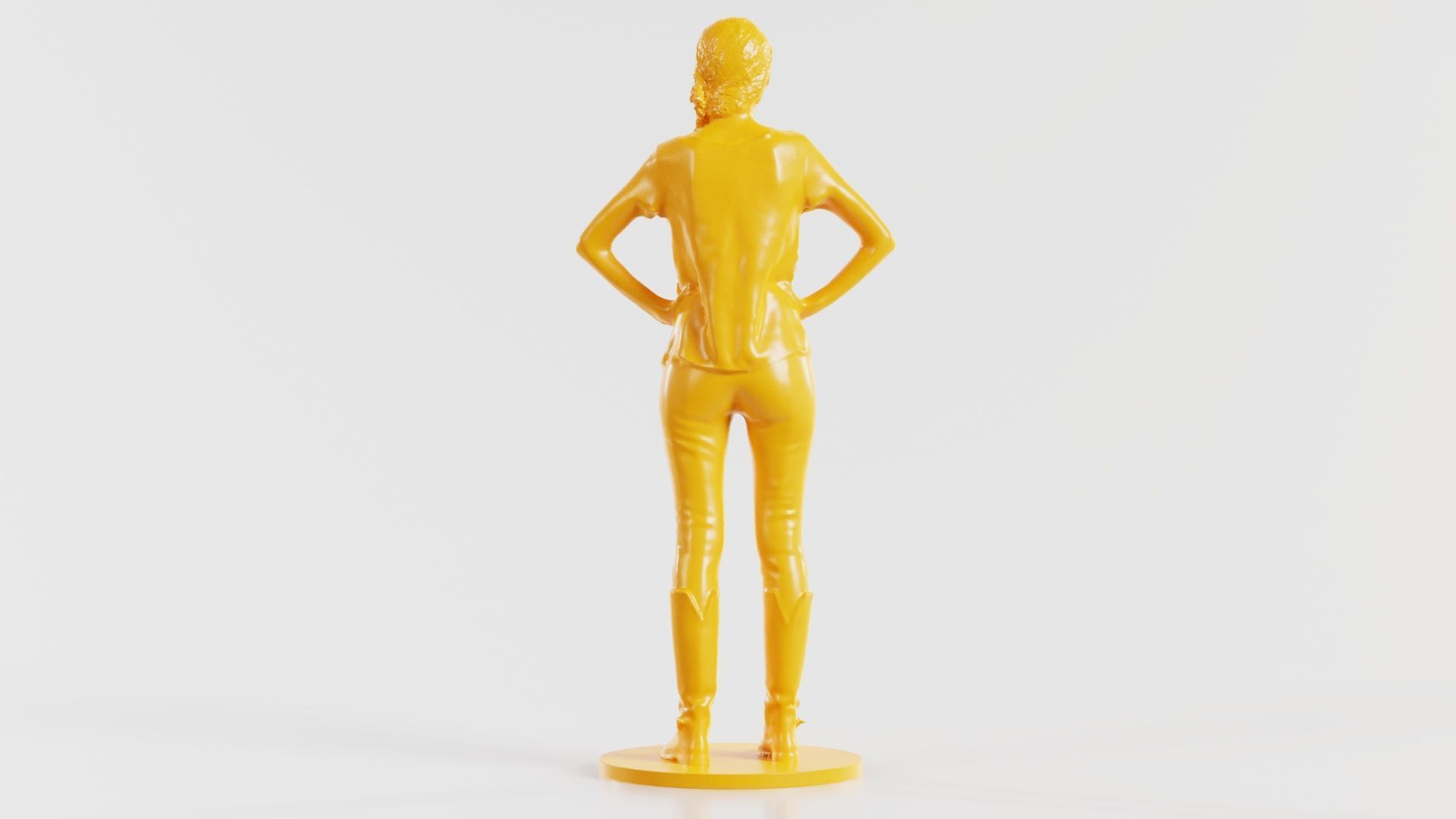 Long Braid Woman in Boots Hands in Sides 3D print model_1