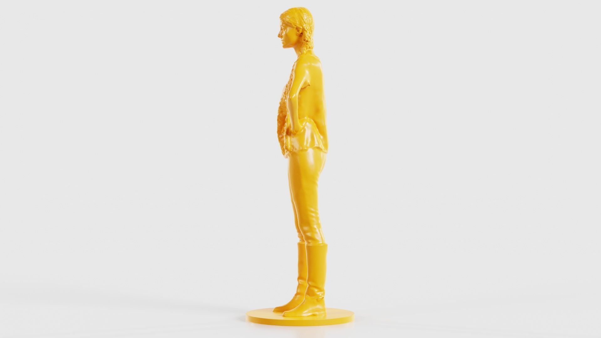 Long Braid Woman in Boots Hands in Sides 3D print model_26