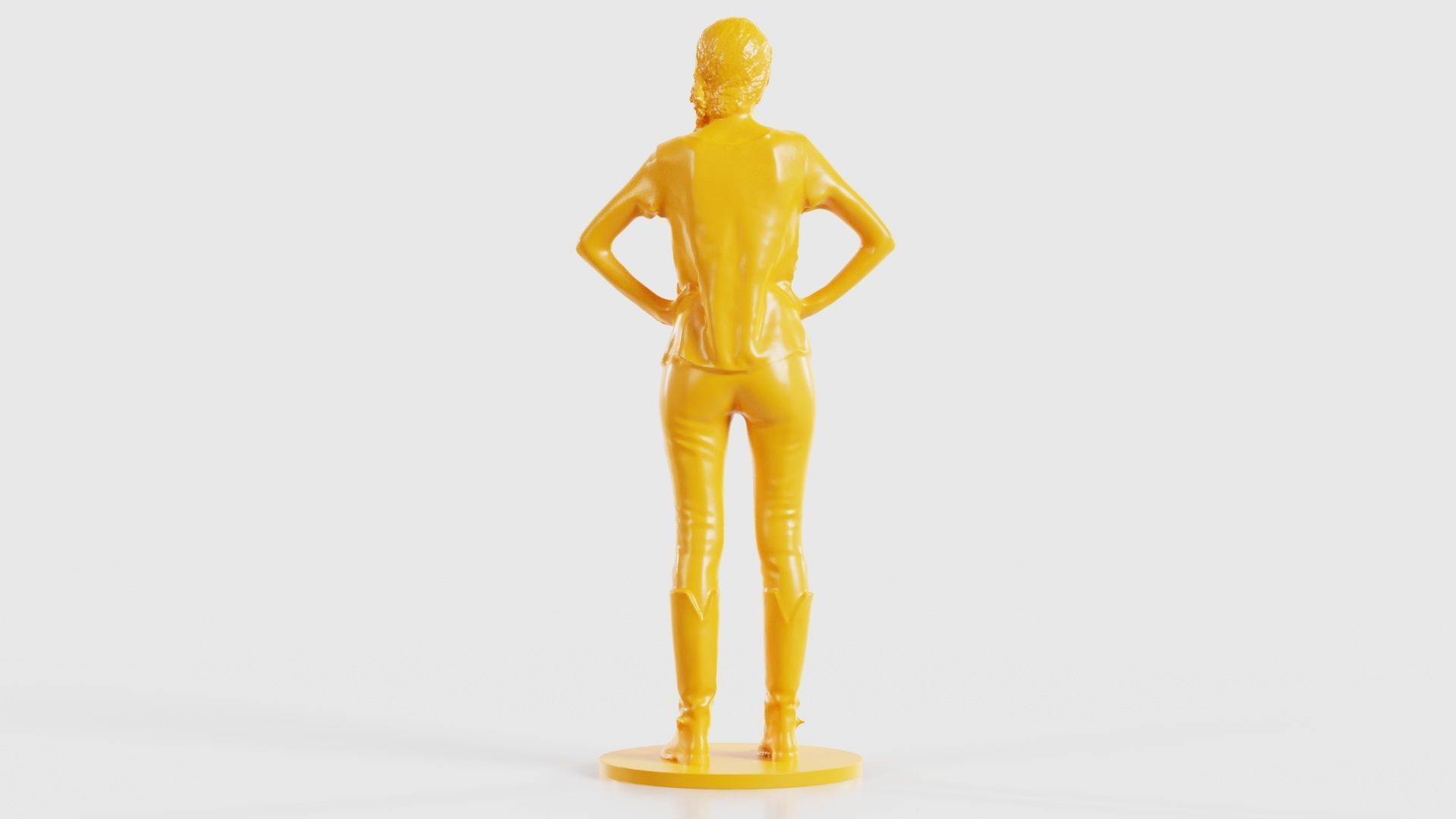 Long Braid Woman in Boots Hands in Sides 3D print model_23