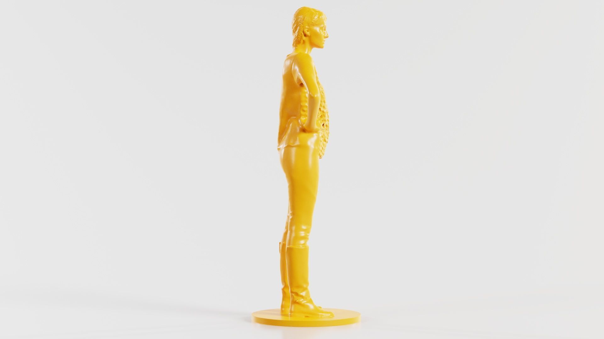 Long Braid Woman in Boots Hands in Sides 3D print model_8