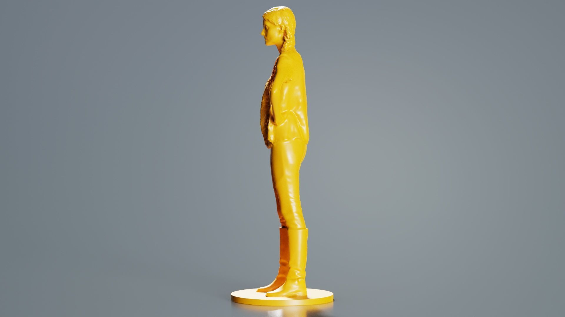 Long Braid Woman in Boots Hands in Sides 3D print model_5