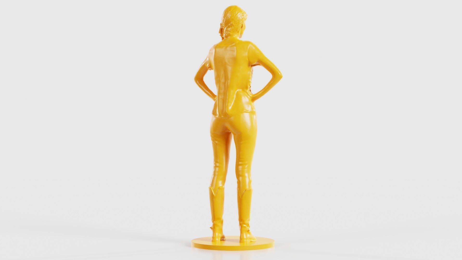 Long Braid Woman in Boots Hands in Sides 3D print model_22