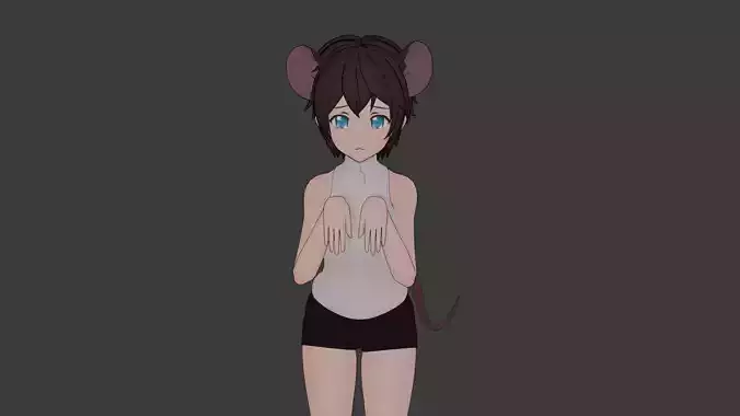 Cute rat girl - adult anime NSFW 3D model