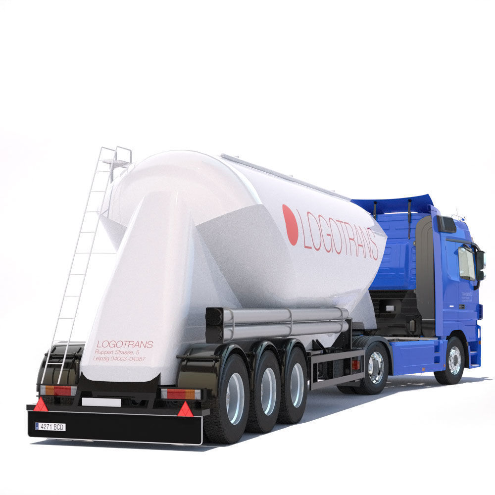 Mercedes Actros with Silo 3D model_3