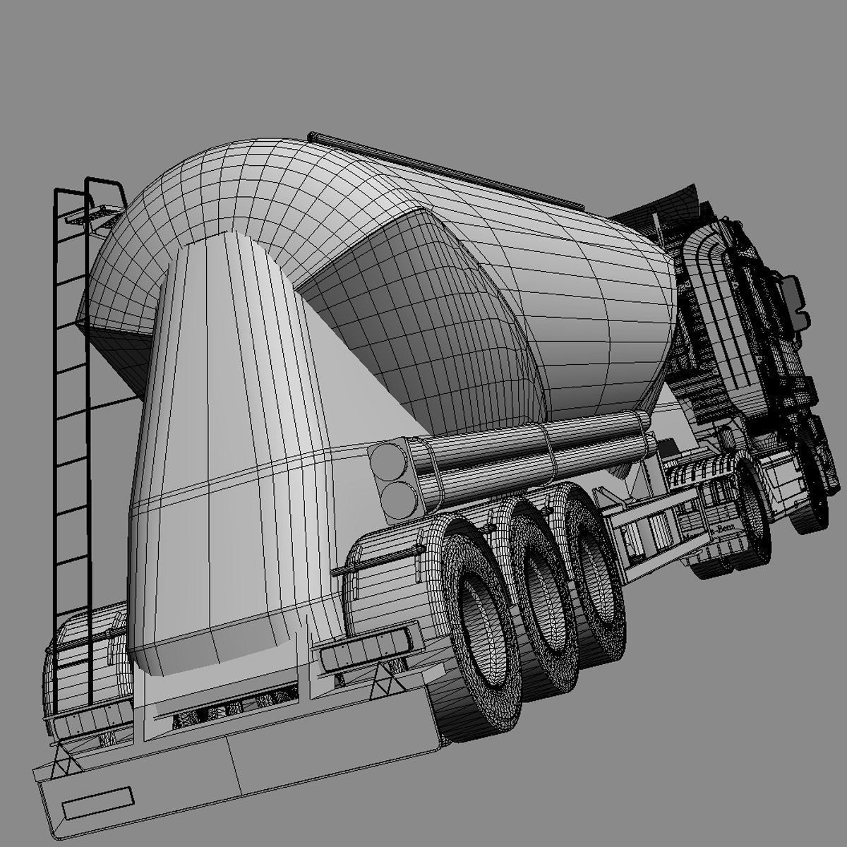 Mercedes Actros with Silo 3D model_6