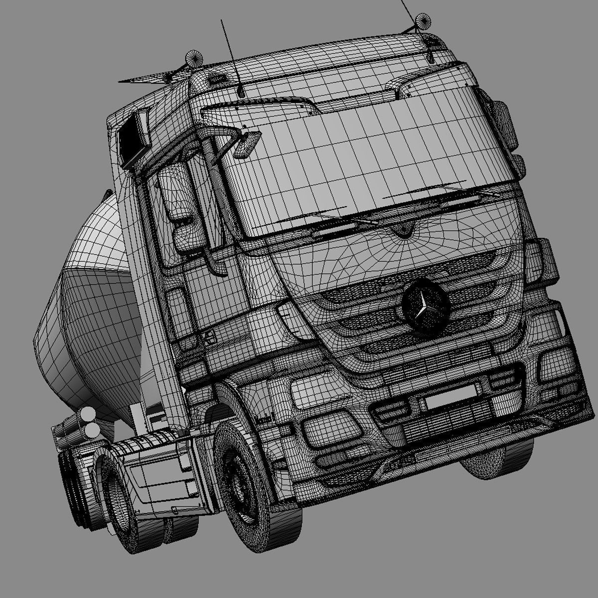 Mercedes Actros with Silo 3D model_21
