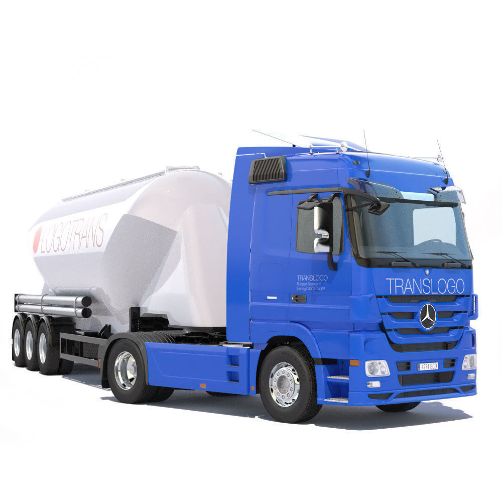 Mercedes Actros with Silo 3D model_2