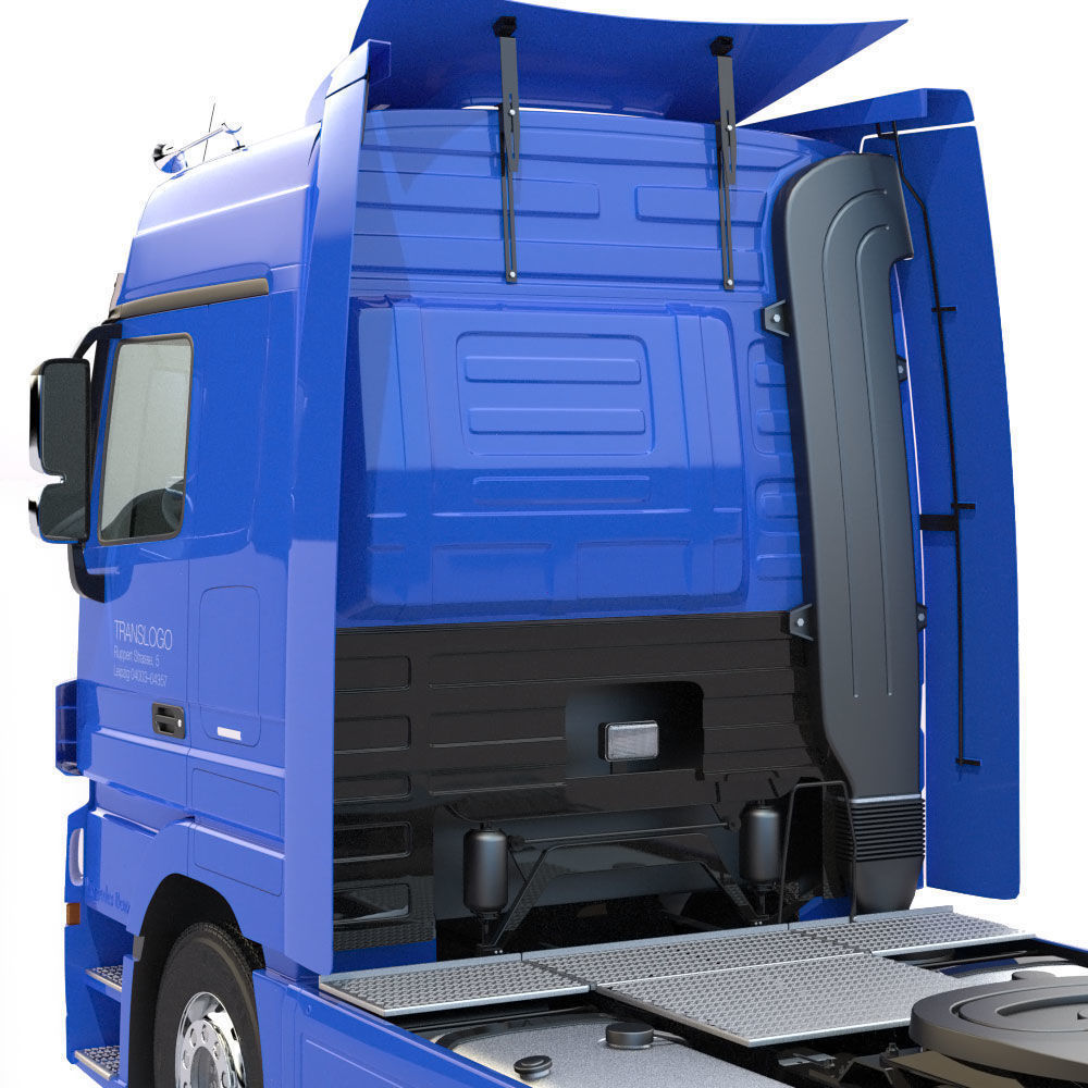 Mercedes Actros Truck With Flatbed Semitruck 3D model_17