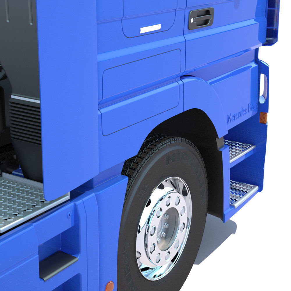 Mercedes Actros Truck With Flatbed Semitruck 3D model_14