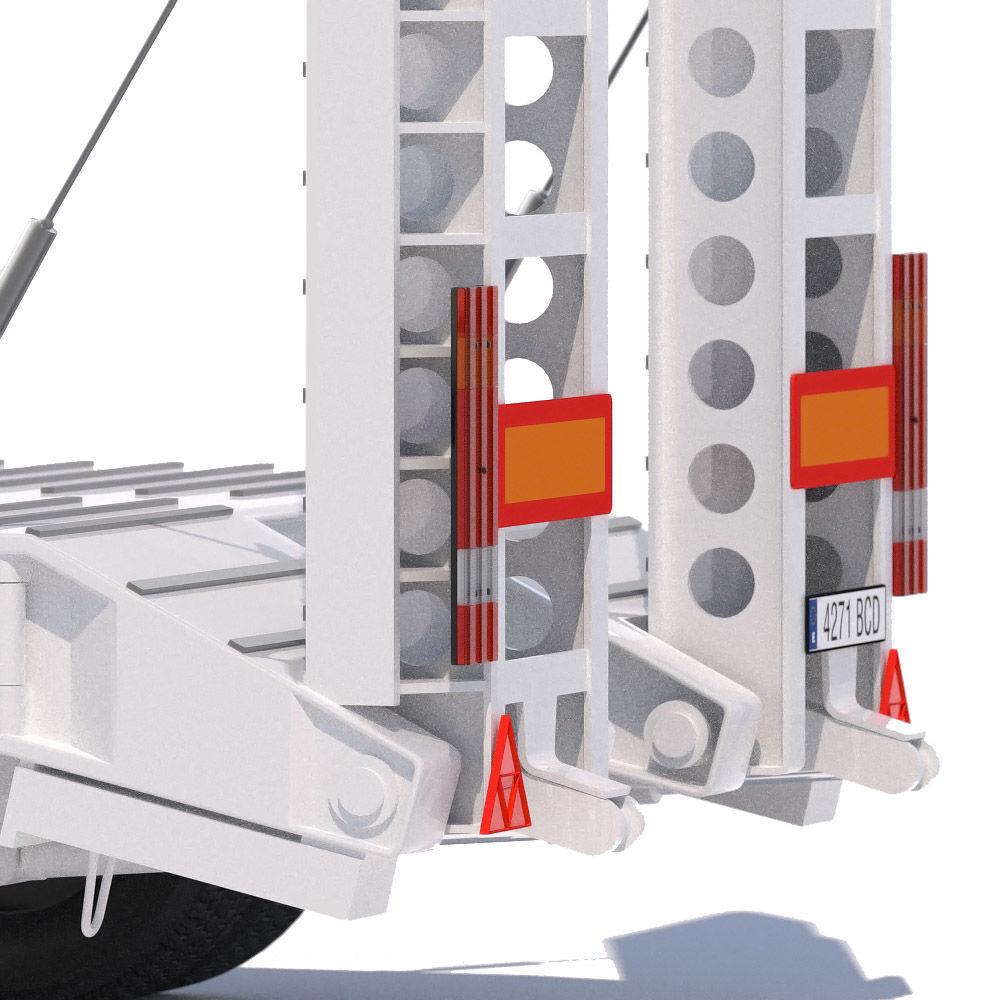 Mercedes Actros Truck With Flatbed Semitruck 3D model_5
