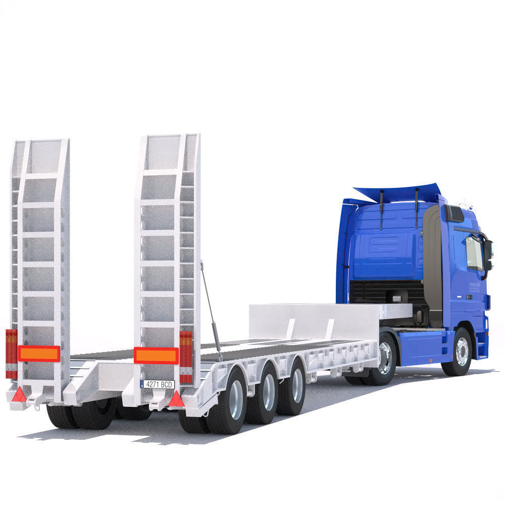 Mercedes Actros Truck With Flatbed Semitruck 3D model_3