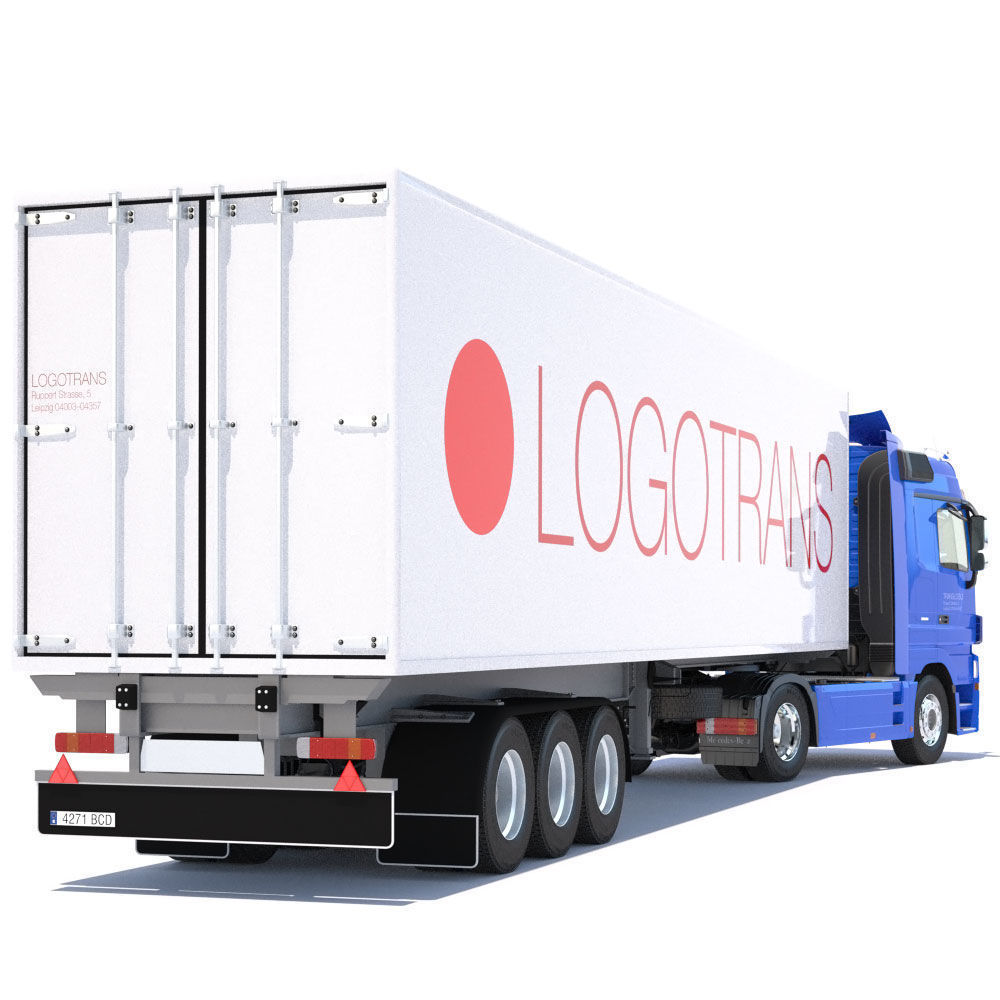Mercedes Actros Space Cab Refrigerated Semi Trailer 3D model_3