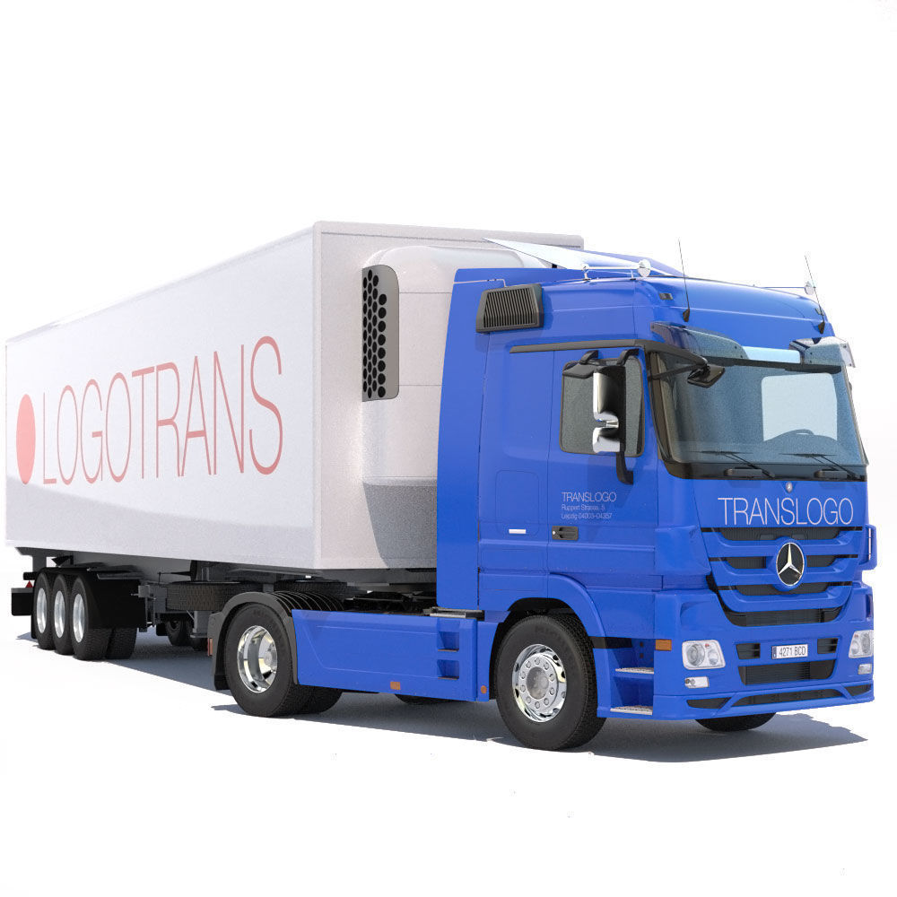Mercedes Actros Space Cab Refrigerated Semi Trailer 3D model_2