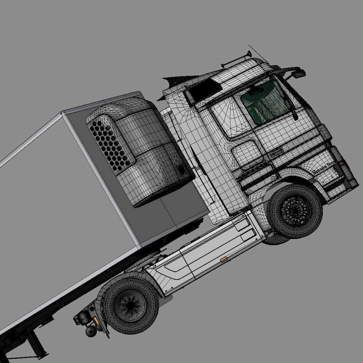 Mercedes Actros Space Cab Refrigerated Semi Trailer 3D model_5