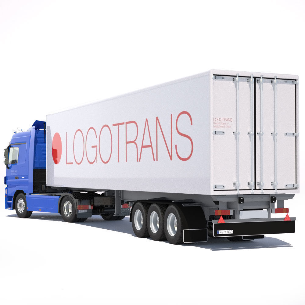 Mercedes Actros Space Cab Refrigerated Semi Trailer 3D model_4