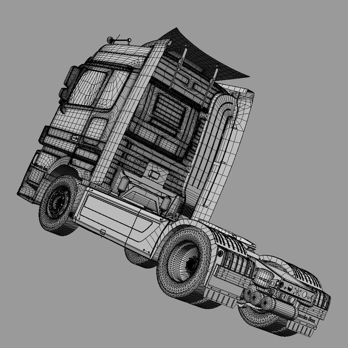 Mercedes Actros Space Cab Refrigerated Semi Trailer 3D model_18