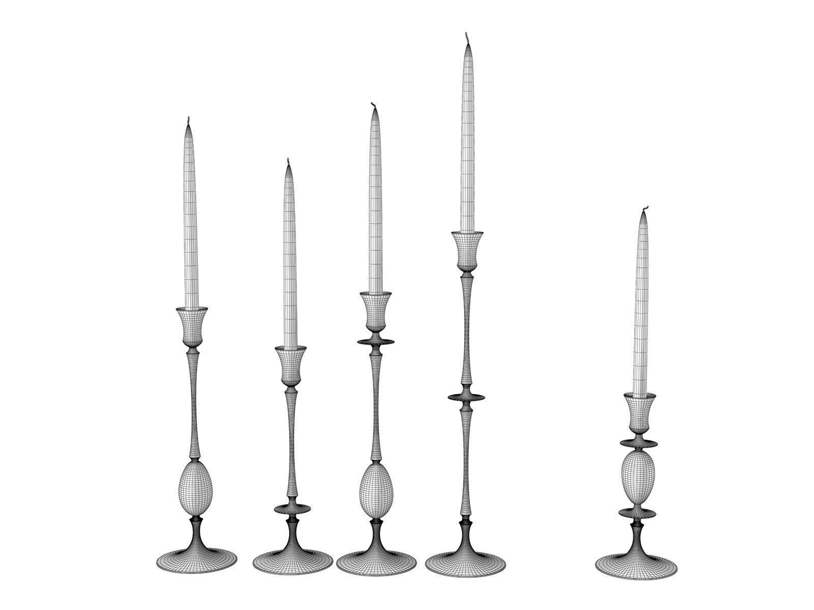 Biedermeier Candlesticks 3D model_2