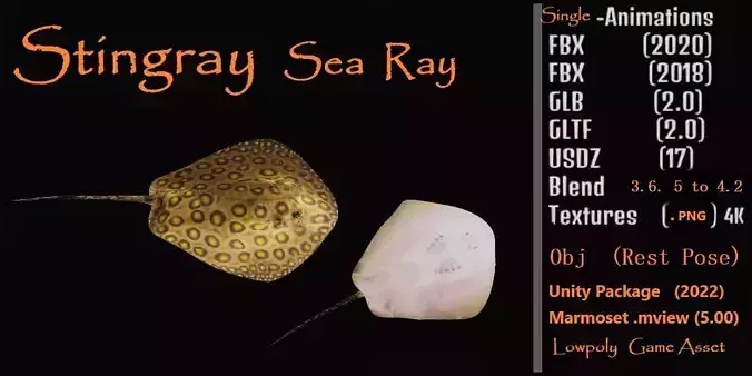 Stingray Low-poly 3D model