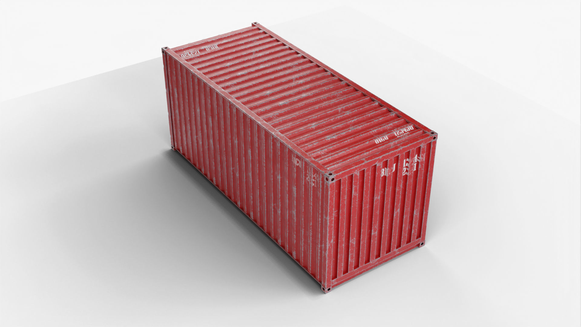 20Ft Cargo Container - Red - Dirty 3D model_5