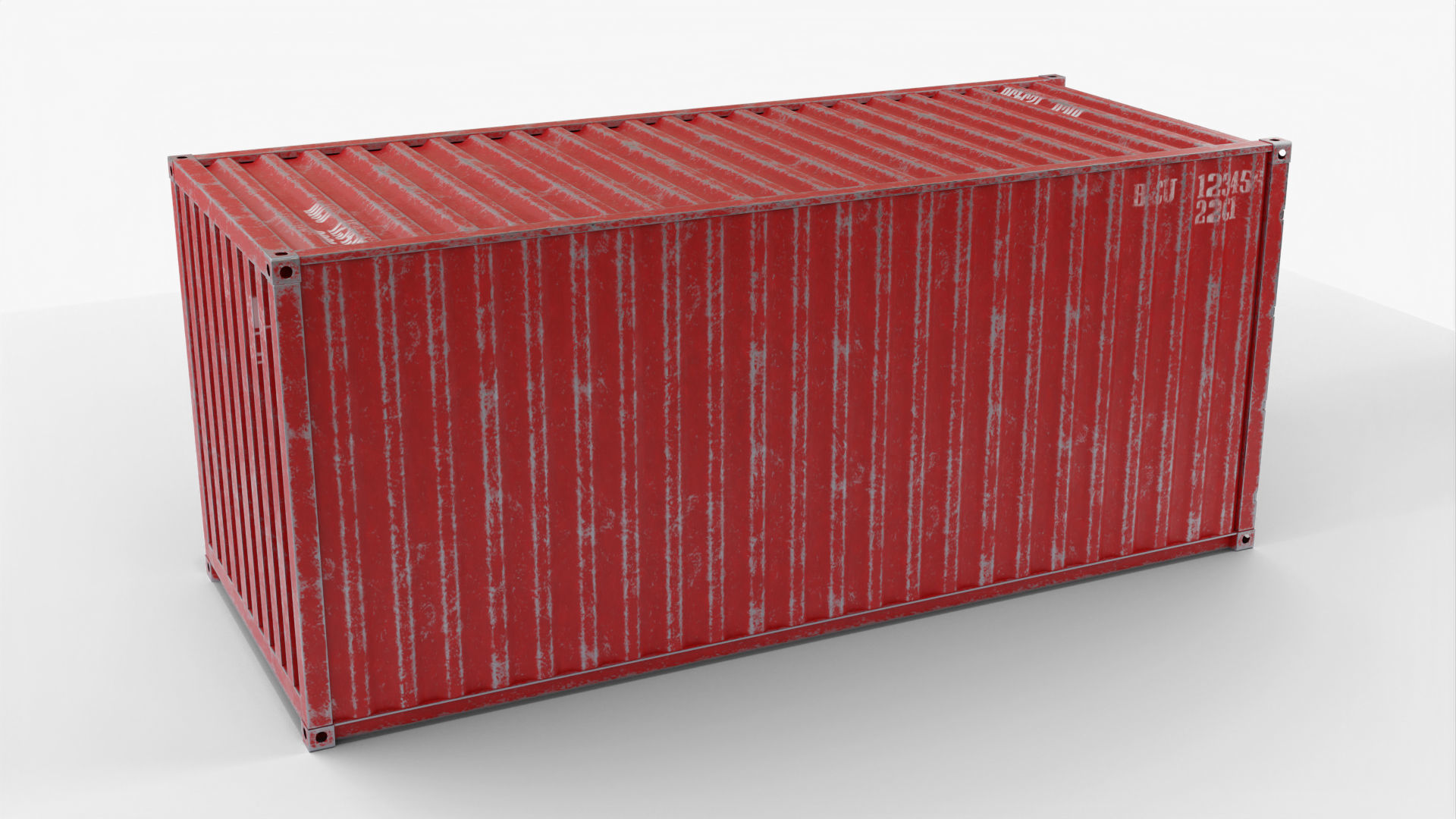 20Ft Cargo Container - Red - Dirty 3D model_4