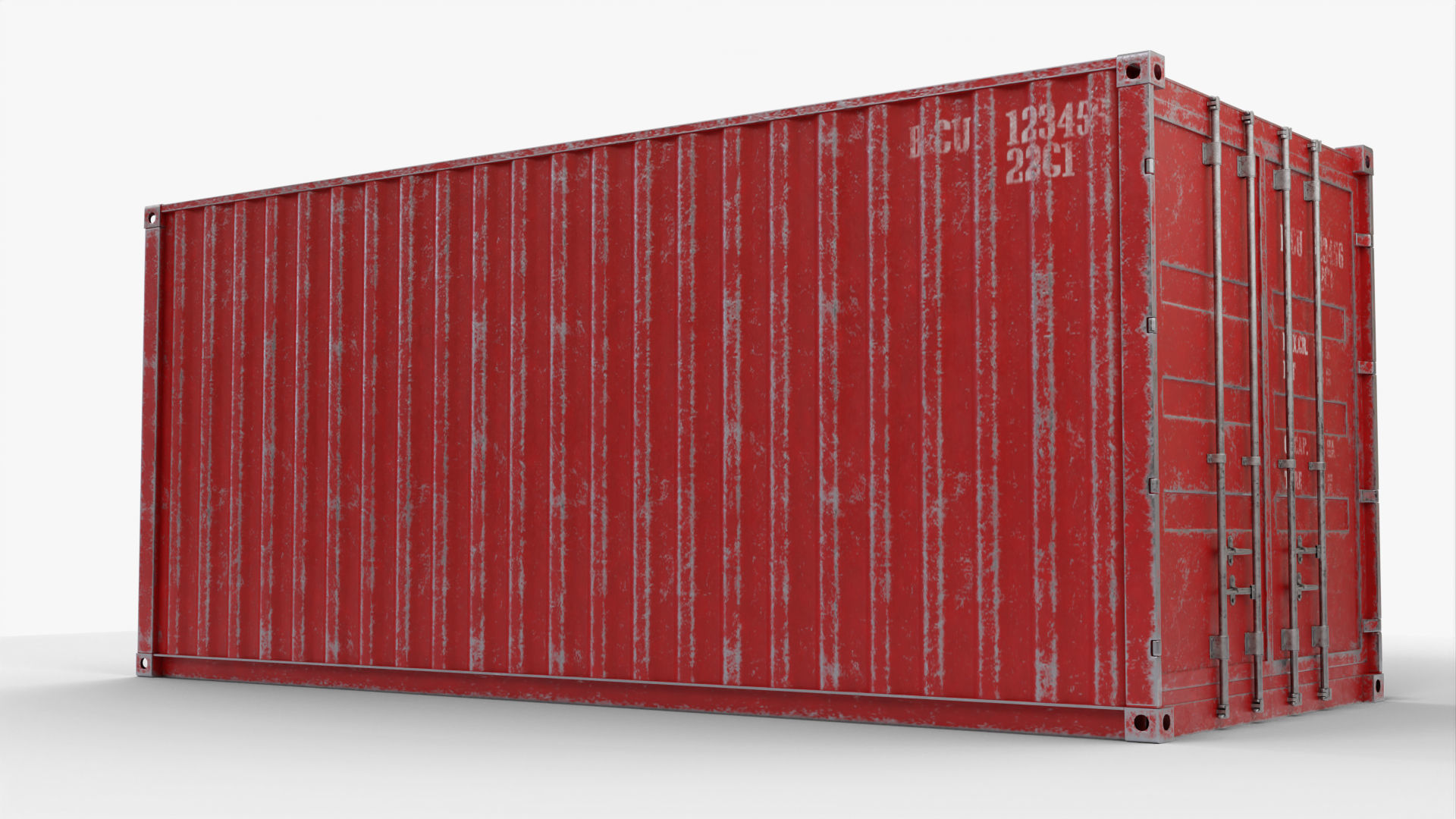 20Ft Cargo Container - Red - Dirty 3D model_6