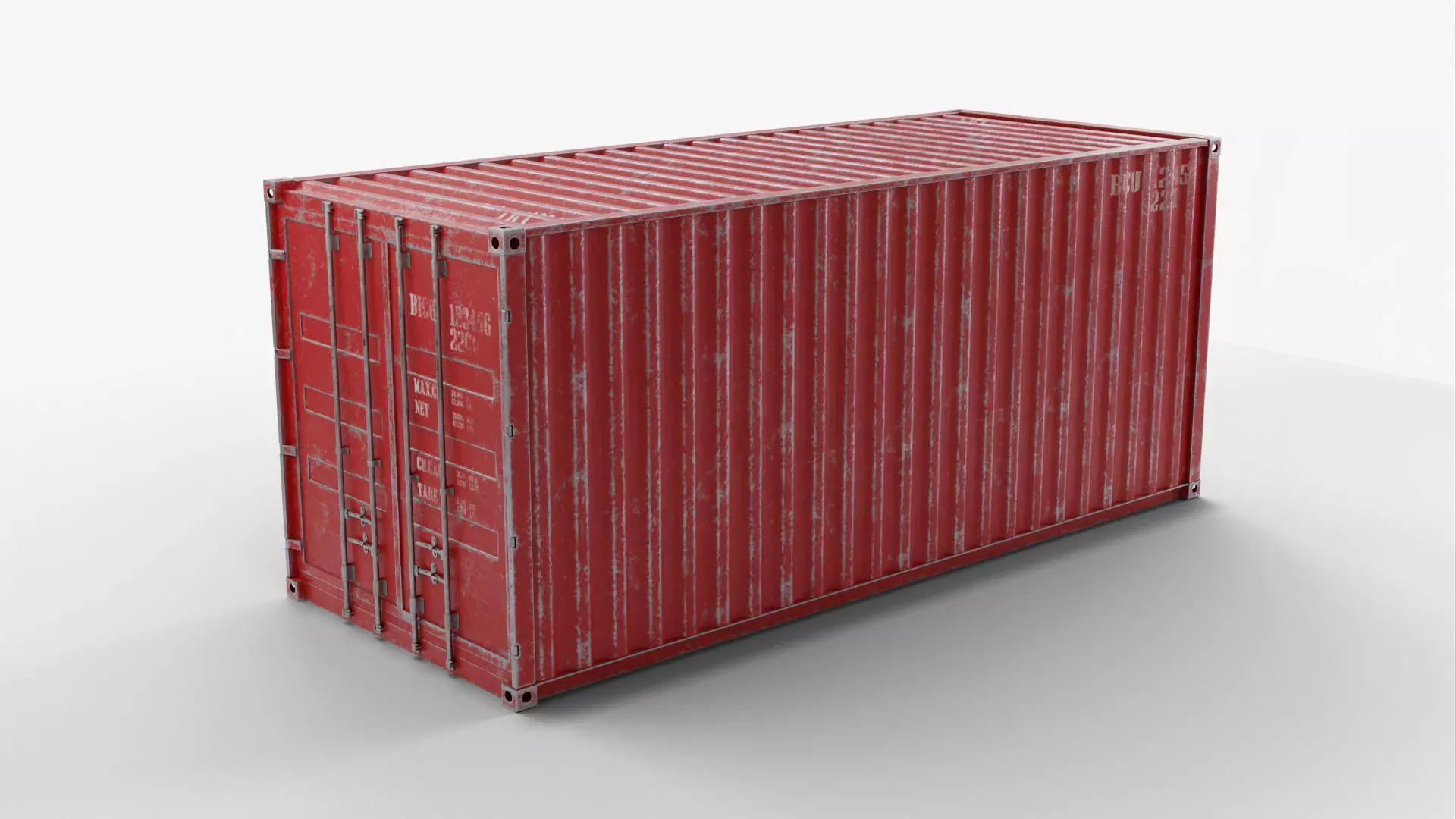 20Ft Cargo Container - Red - Dirty 3D model_0