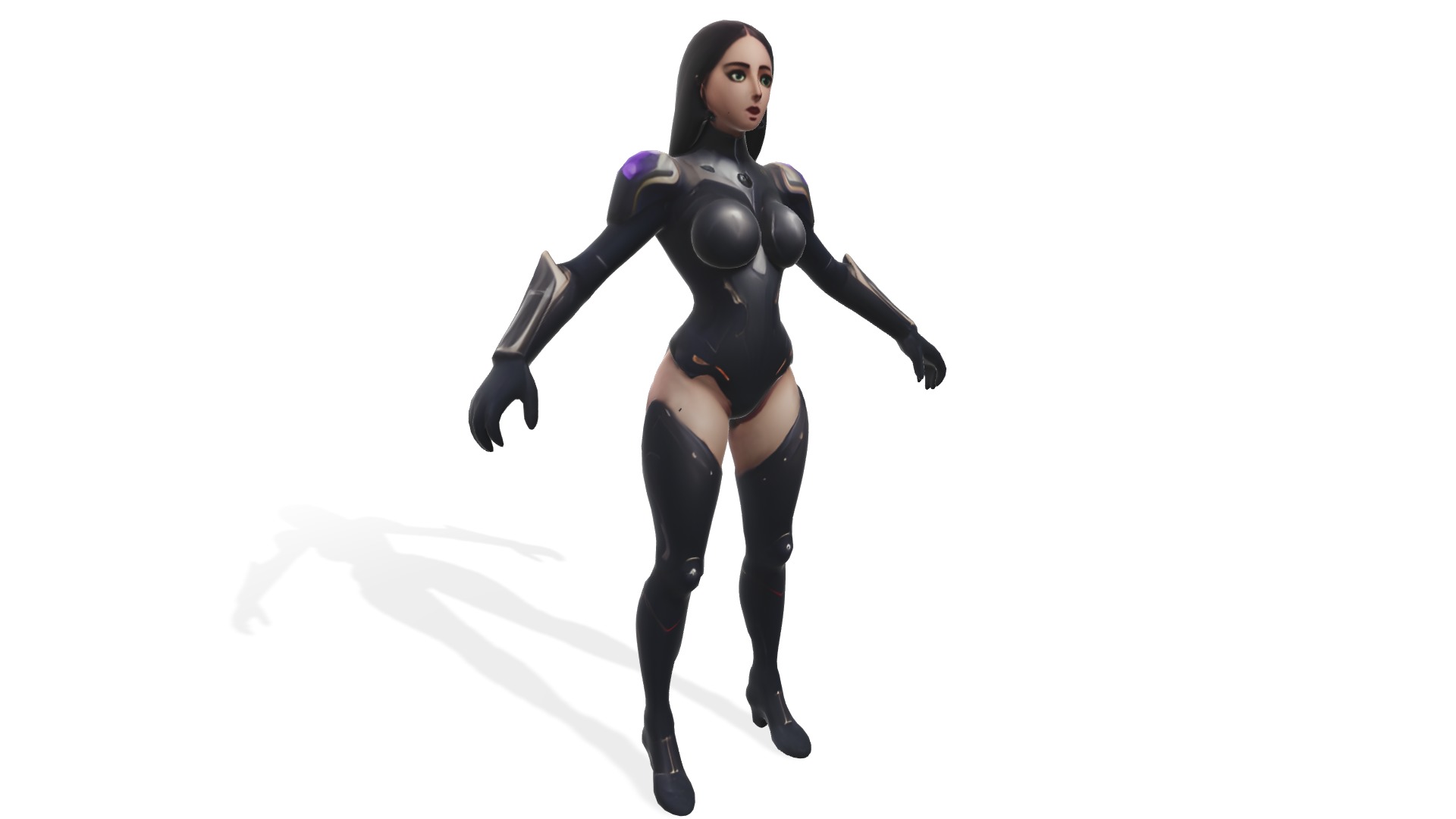 Eclipse Vanguard the Cyborg Female Warrior Low-poly 3D model_2