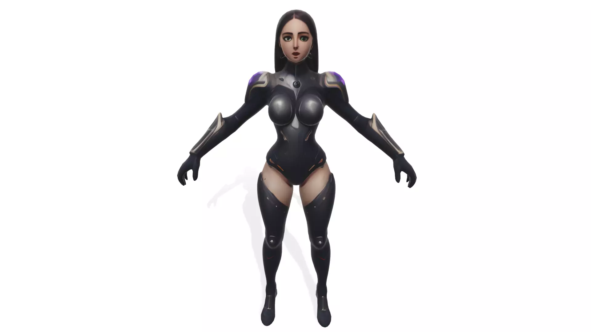 Eclipse Vanguard the Cyborg Female Warrior Low-poly 3D model_0