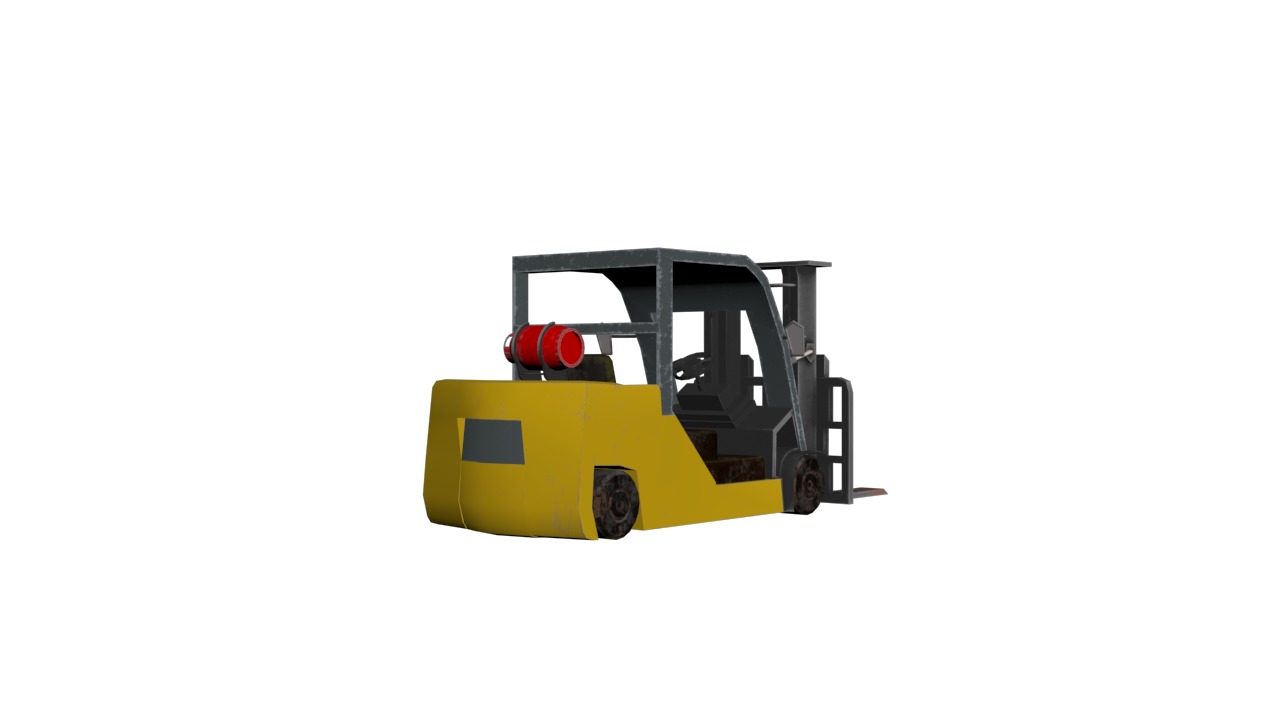 Forklift Low-poly 3D model_3