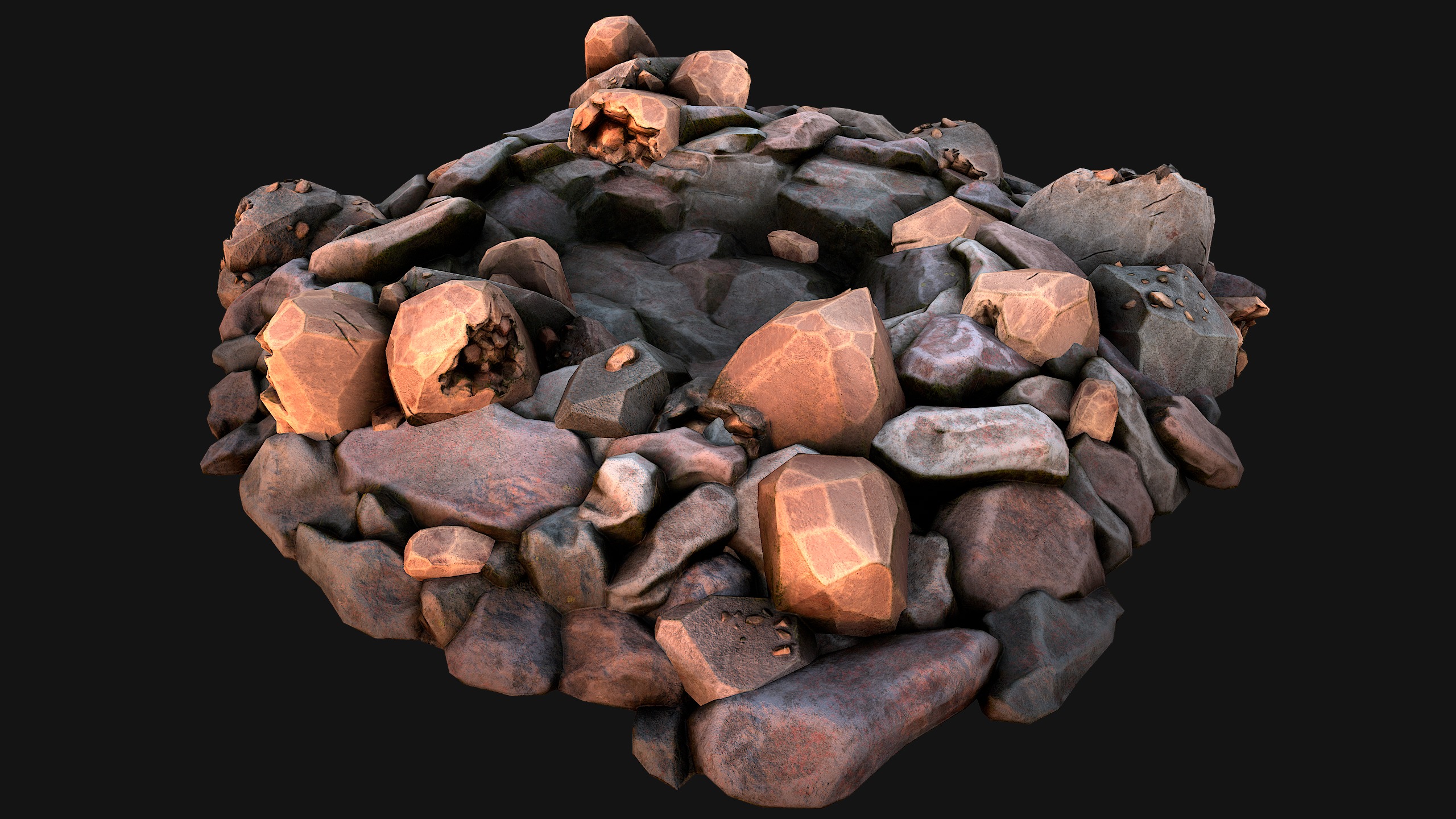 Copper Deposits Ore and Stones Resource Set Low-poly 3D model_25