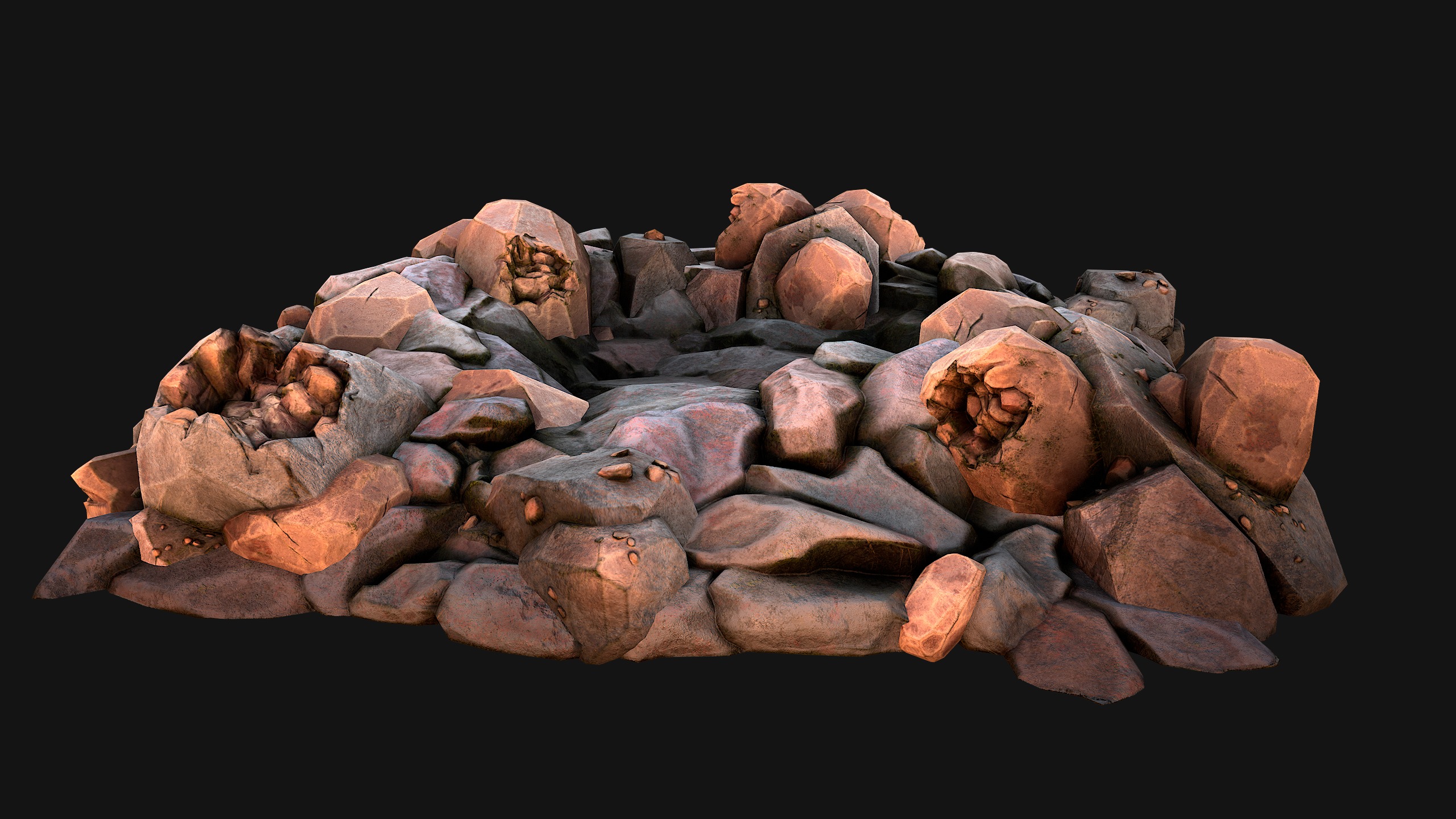 Copper Deposits Ore and Stones Resource Set Low-poly 3D model_27