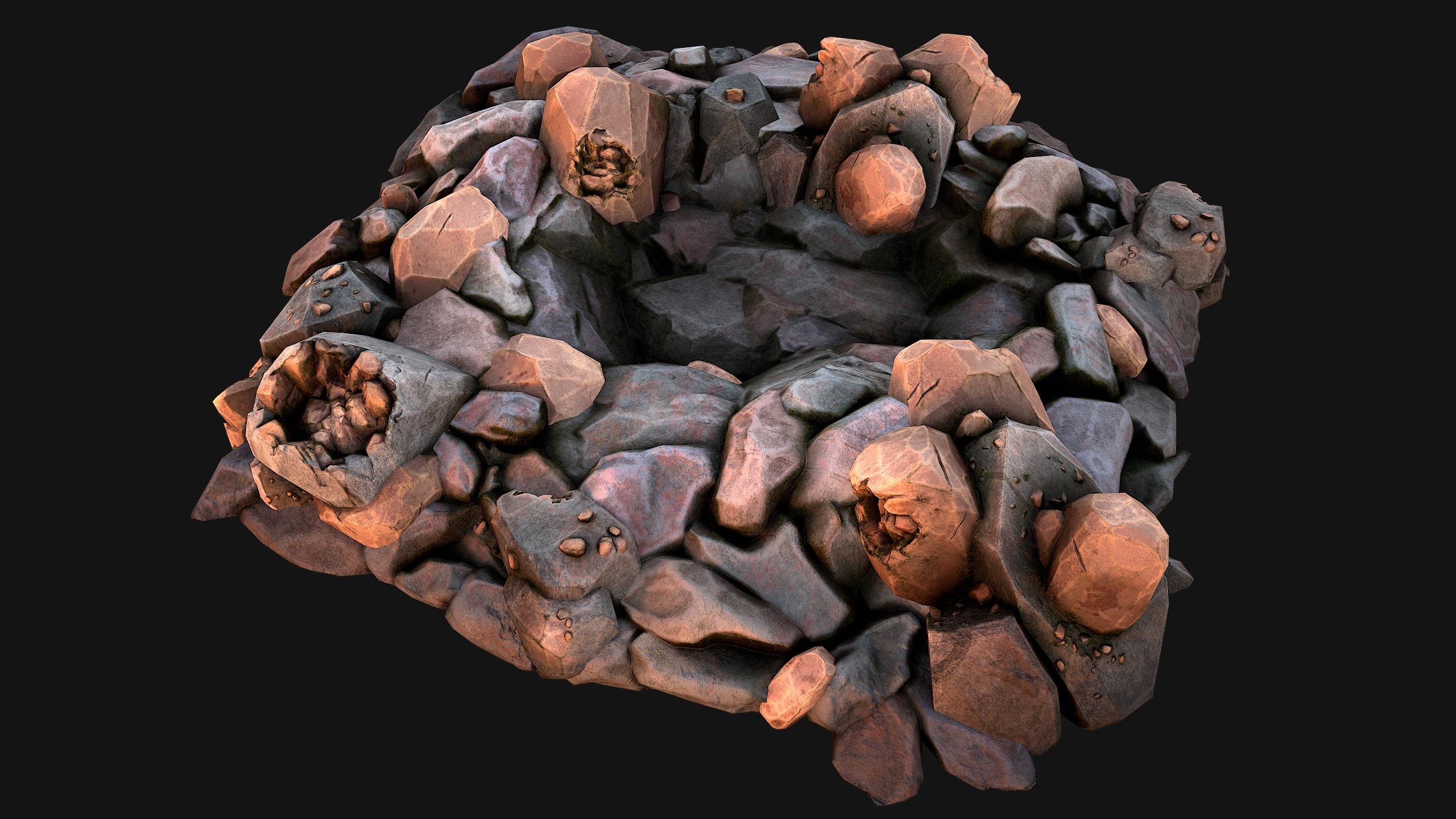Copper Deposits Ore and Stones Resource Set Low-poly 3D model_31