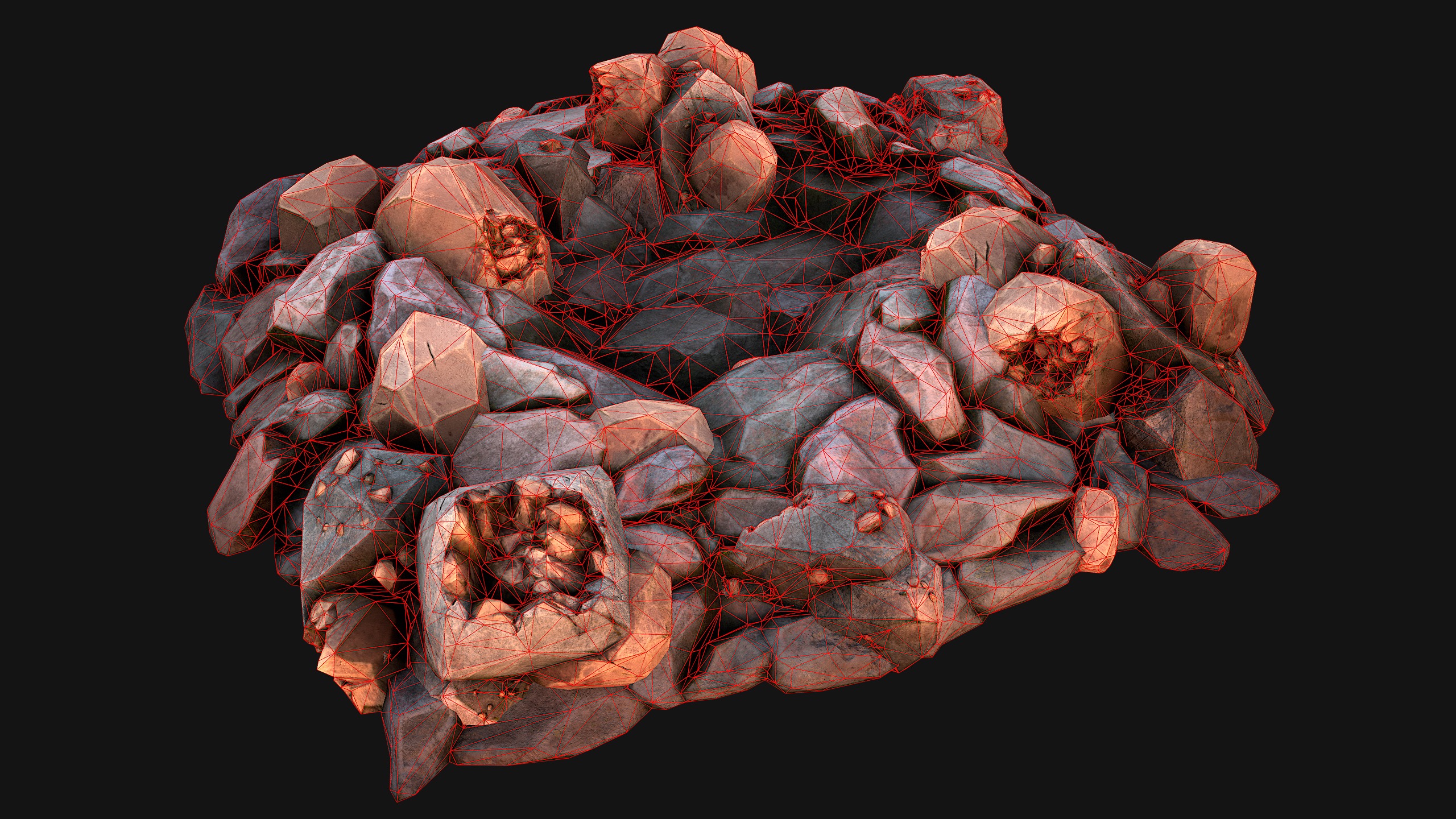 Copper Deposits Ore and Stones Resource Set Low-poly 3D model_28