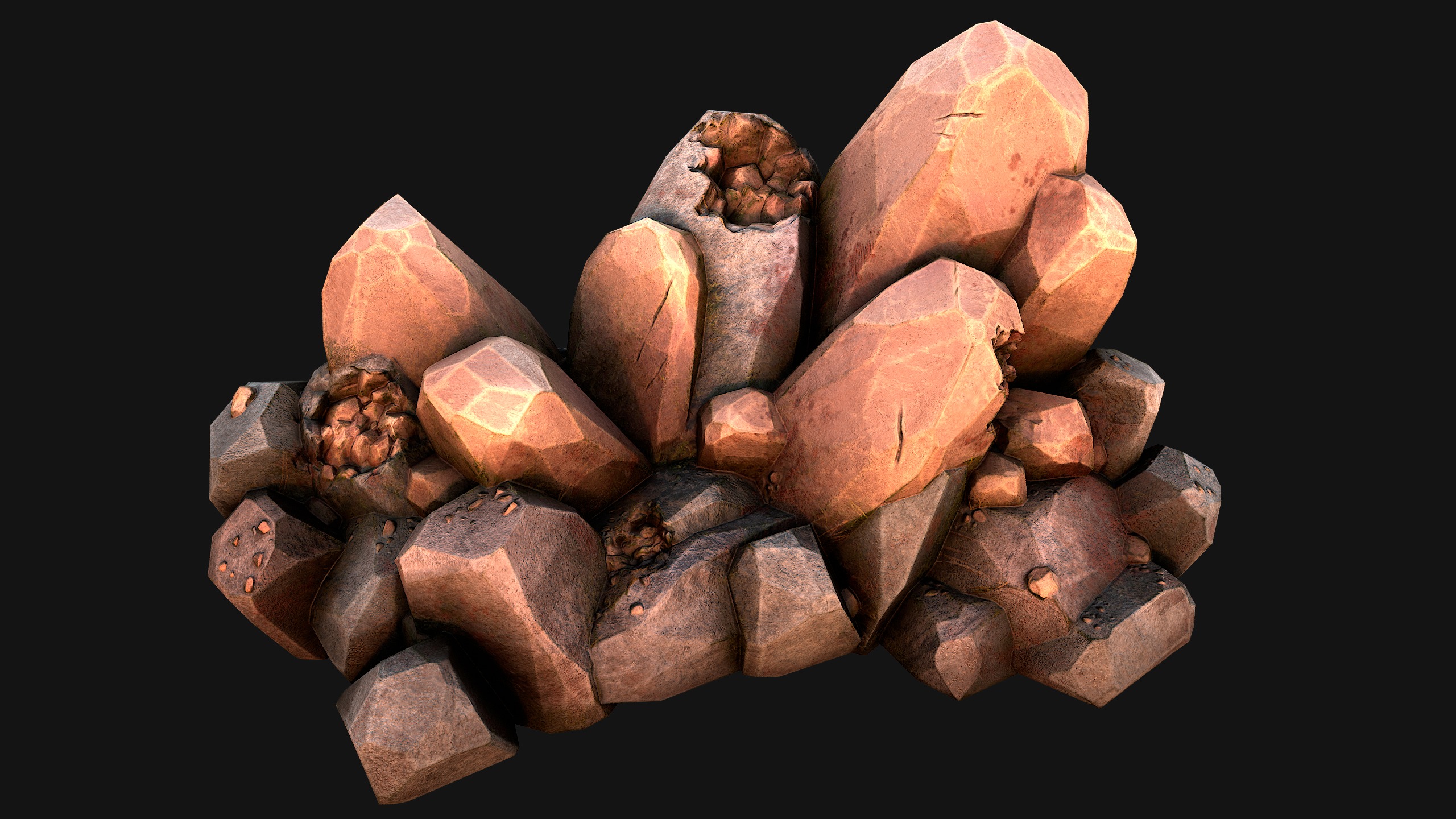 Copper Deposits Ore and Stones Resource Set Low-poly 3D model_21