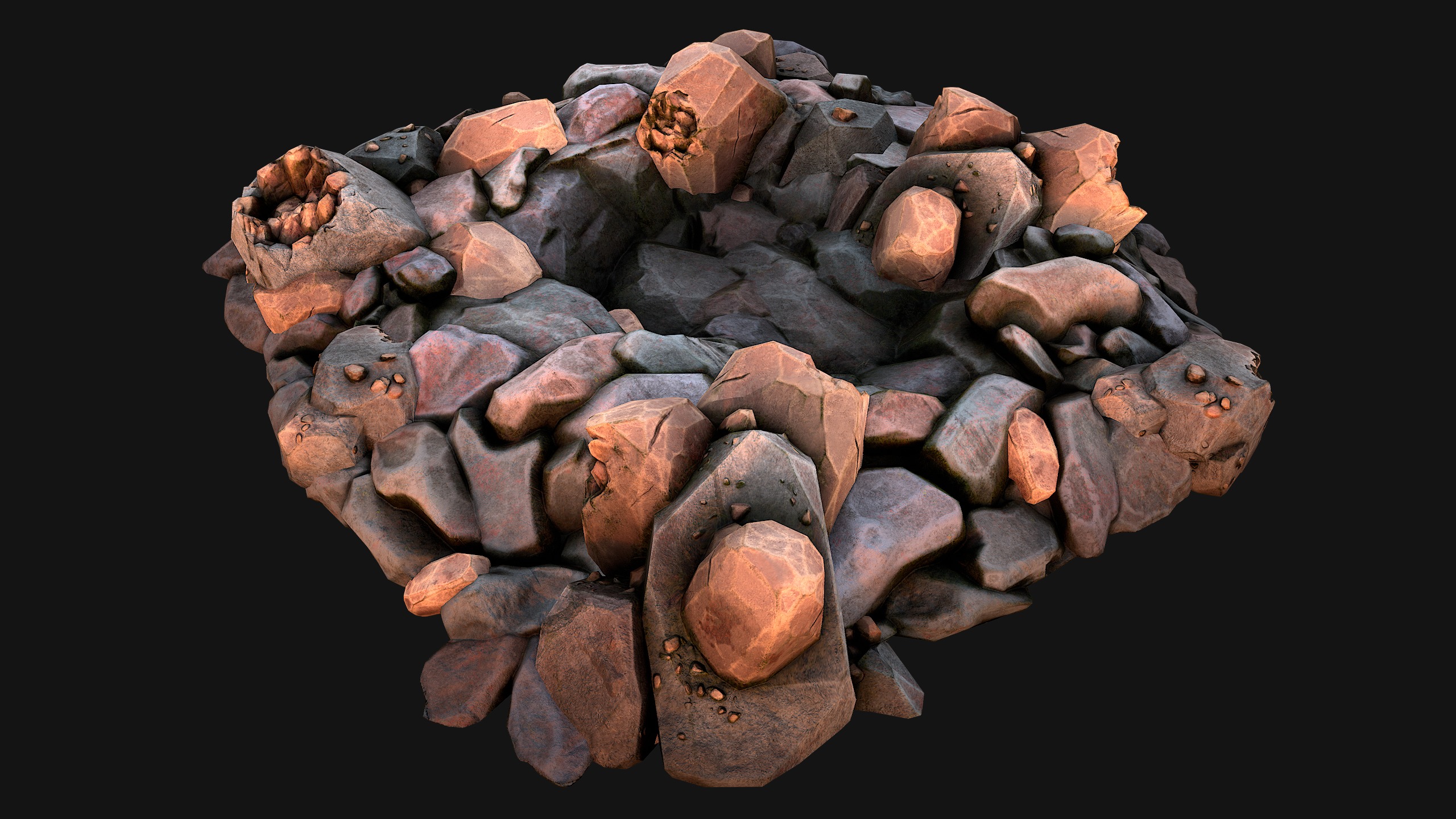 Copper Deposits Ore and Stones Resource Set Low-poly 3D model_32