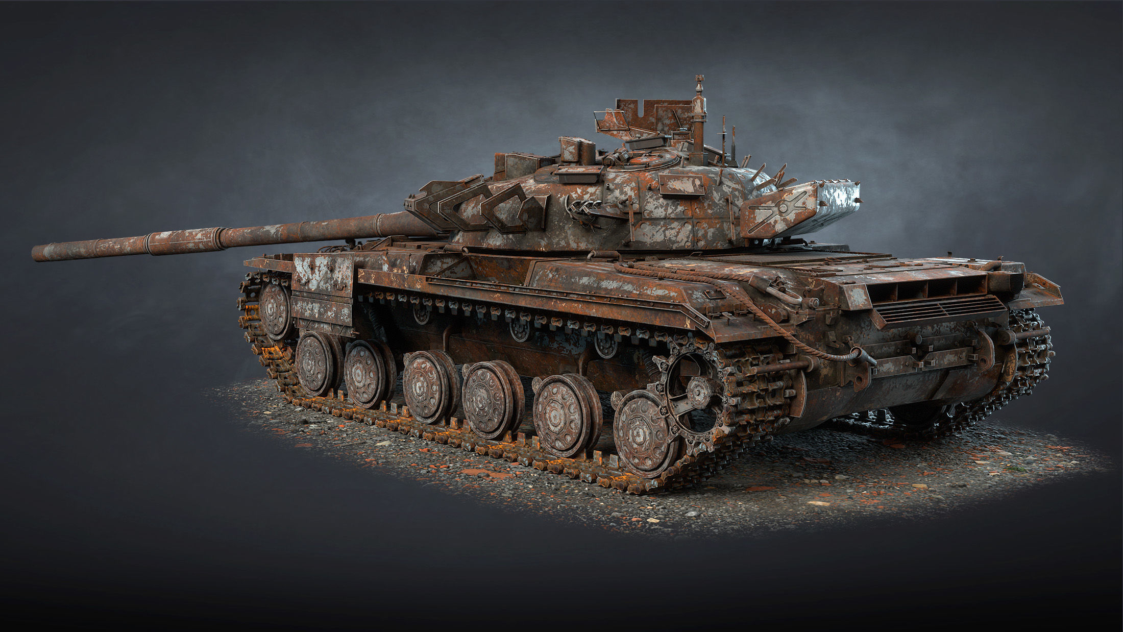 Tank T-64BM Bulat Destroyed Low-poly 3D model_2